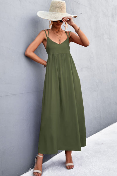 Double Strap Tie Back Dress - SHE BADDY© ONLINE WOMEN FASHION & CLOTHING STORE