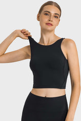 Feel Like Skin Highly Stretchy Cropped Sports Tank - SHE BADDY© ONLINE WOMEN FASHION & CLOTHING STORE