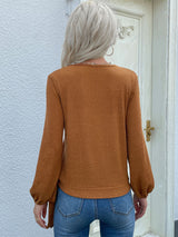 Rib-Knit Asymmetrical Button Blouse - SHE BADDY© ONLINE WOMEN FASHION & CLOTHING STORE