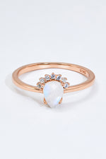 18K Rose Gold-Plated Pear Shape Natural Moonstone Ring - SHE BADDY© ONLINE WOMEN FASHION & CLOTHING STORE