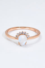 18K Rose Gold-Plated Pear Shape Natural Moonstone Ring - SHE BADDY© ONLINE WOMEN FASHION & CLOTHING STORE