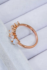Moonstone and Zircon Heart Ring - SHE BADDY© ONLINE WOMEN FASHION & CLOTHING STORE