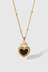 Contrast Heart Pendant Necklace - SHE BADDY© ONLINE WOMEN FASHION & CLOTHING STORE