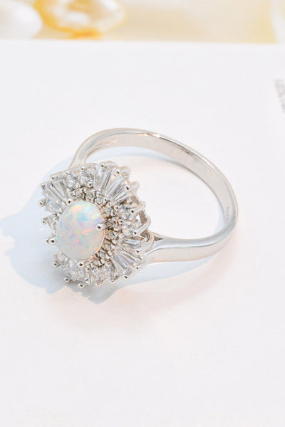 Modern 925 Sterling Silver Opal Halo Ring - SHE BADDY© ONLINE WOMEN FASHION & CLOTHING STORE