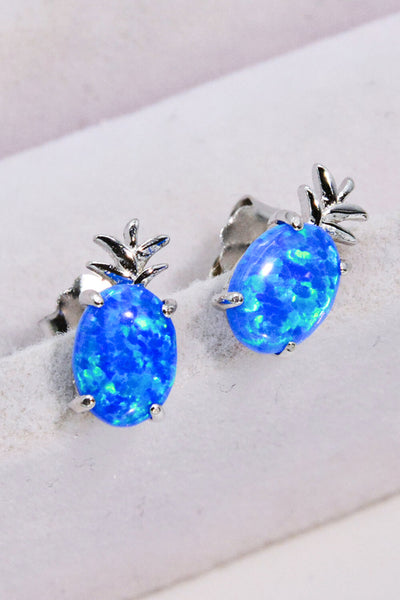 Opal Pineapple Platinum-Plated Earrings - SHE BADDY© ONLINE WOMEN FASHION & CLOTHING STORE