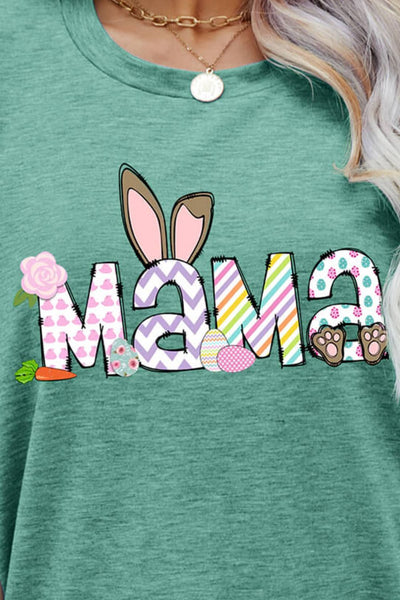 Easter MAMA Graphic Round Neck T-Shirt - SHE BADDY© ONLINE WOMEN FASHION & CLOTHING STORE