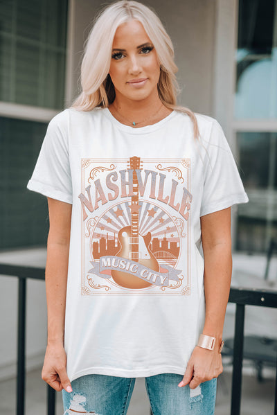 NASHVILLE MUSIC CITY Graphic T-Shirt - SHE BADDY© ONLINE WOMEN FASHION & CLOTHING STORE