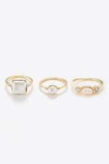 Pearl 18K Gold-Plated Ring Set - SHE BADDY© ONLINE WOMEN FASHION & CLOTHING STORE