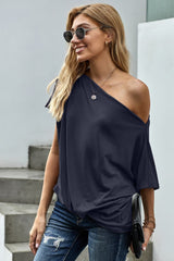 One Shoulder Tee Shirt - SHE BADDY© ONLINE WOMEN FASHION & CLOTHING STORE