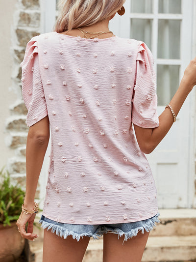 Swiss Dot Short Puff Sleeve Top - SHE BADDY© ONLINE WOMEN FASHION & CLOTHING STORE