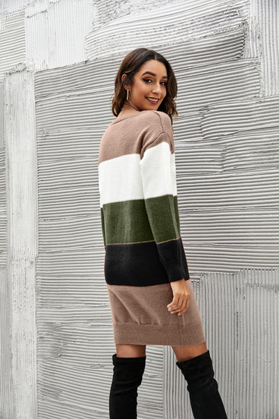 Striped Sweater Dress - SHE BADDY© ONLINE WOMEN FASHION & CLOTHING STORE