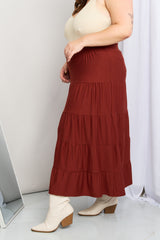 Zenana Full Size Wide Waistband Tiered Midi Skirt - SHE BADDY© ONLINE WOMEN FASHION & CLOTHING STORE