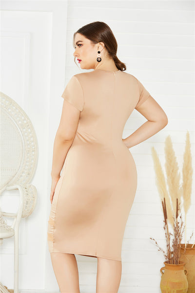 Plus Size Mesh Detail Midi Dress - SHE BADDY© ONLINE WOMEN FASHION & CLOTHING STORE