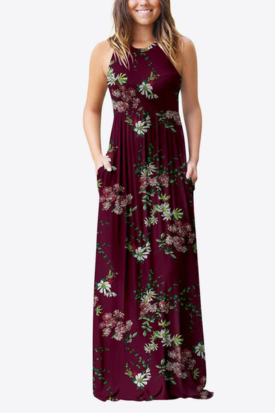 Empire Waist Sleeveless Dress with Pockets - SHE BADDY© ONLINE WOMEN FASHION & CLOTHING STORE