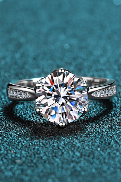 3 Carat Moissanite Rhodium-Plated Side Stone Ring - SHE BADDY© ONLINE WOMEN FASHION & CLOTHING STORE