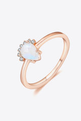 18K Rose Gold-Plated Pear Shape Natural Moonstone Ring - SHE BADDY© ONLINE WOMEN FASHION & CLOTHING STORE