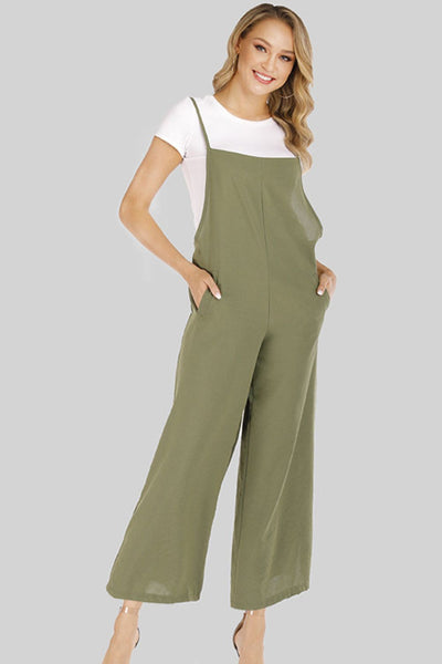 Full Size Cropped Wide Leg Overalls with Pockets - SHE BADDY© ONLINE WOMEN FASHION & CLOTHING STORE