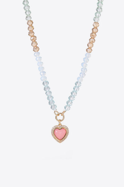 Heart Pendant Beaded Necklace - SHE BADDY© ONLINE WOMEN FASHION & CLOTHING STORE