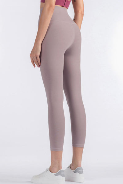 Feel Like Skin Elastic Waistband Cropped Yoga Leggings - SHE BADDY© ONLINE WOMEN FASHION & CLOTHING STORE