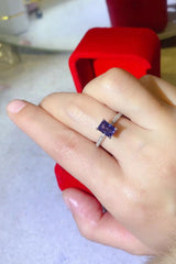 1 Carat Moissanite 925 Sterling Silver Rectangle Ring in Blue - SHE BADDY© ONLINE WOMEN FASHION & CLOTHING STORE