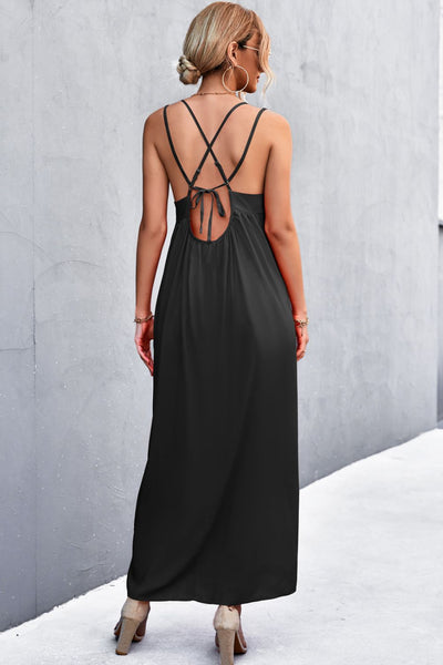 Double Strap Tie Back Dress - SHE BADDY© ONLINE WOMEN FASHION & CLOTHING STORE
