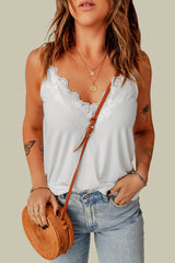 Full Size Lace Trim V-Neck Cami Top - SHE BADDY© ONLINE WOMEN FASHION & CLOTHING STORE