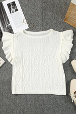 Flutter Sleeve Pompom Detail Knit Top - SHE BADDY© ONLINE WOMEN FASHION & CLOTHING STORE