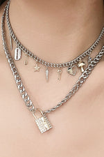 Lock Pendant Double-Layered Necklace - SHE BADDY© ONLINE WOMEN FASHION & CLOTHING STORE
