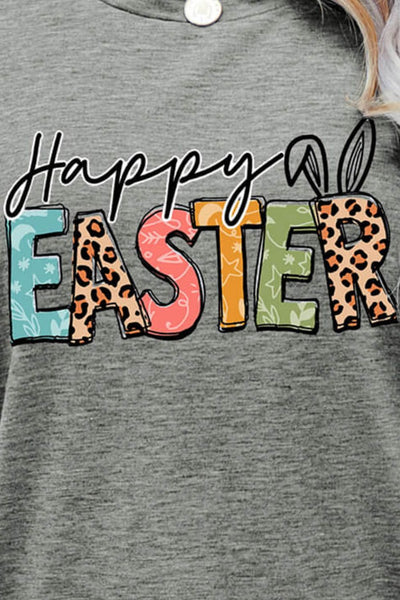 HAPPY EASTER Graphic Round Neck Tee Shirt - SHE BADDY© ONLINE WOMEN FASHION & CLOTHING STORE