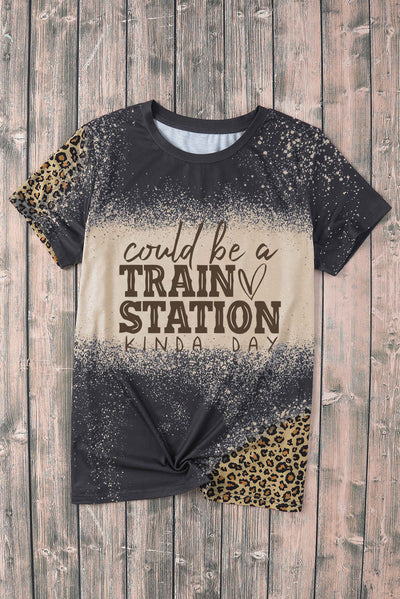 Slogan Graphic Leopard Tee Shirt - SHE BADDY© ONLINE WOMEN FASHION & CLOTHING STORE