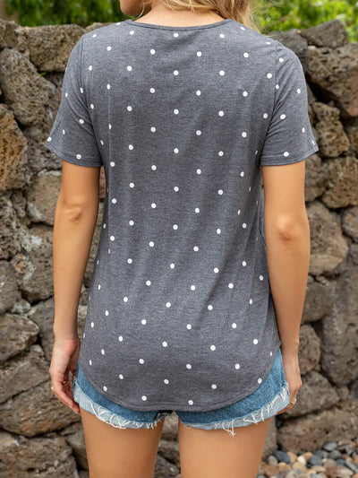 Glitter V-Neck Short Sleeve Tee Shirt - SHE BADDY© ONLINE WOMEN FASHION & CLOTHING STORE