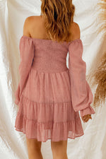 Smocked Long Flounce Sleeve Tiered Dress - SHE BADDY© ONLINE WOMEN FASHION & CLOTHING STORE