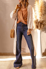 Dropped Shoulder Long Sleeve Crochet Duster Cardigan - SHE BADDY© ONLINE WOMEN FASHION & CLOTHING STORE