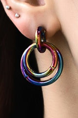 Multicolored Double Hoop Earrings - SHE BADDY© ONLINE WOMEN FASHION & CLOTHING STORE