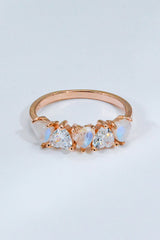 Moonstone and Zircon Heart Ring - SHE BADDY© ONLINE WOMEN FASHION & CLOTHING STORE