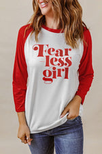 FEARLESS GIRL Graphic Raglan Sleeve Top - SHE BADDY© ONLINE WOMEN FASHION & CLOTHING STORE