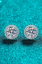 1 Carat Moissanite Rhodium-Plated Round Stud Earrings - SHE BADDY© ONLINE WOMEN FASHION & CLOTHING STORE