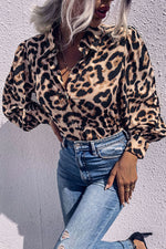 Leopard Printed Button Down Blouse - SHE BADDY© ONLINE WOMEN FASHION & CLOTHING STORE