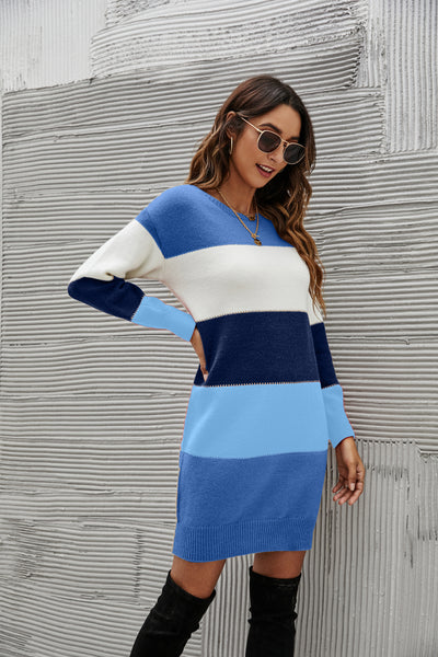 Striped Sweater Dress - SHE BADDY© ONLINE WOMEN FASHION & CLOTHING STORE