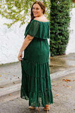 Plus Size Swiss Dot Off-Shoulder Tiered Dress - SHE BADDY© ONLINE WOMEN FASHION & CLOTHING STORE