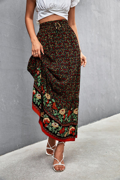 Floral Tied Maxi Skirt - SHE BADDY© ONLINE WOMEN FASHION & CLOTHING STORE