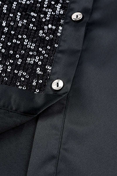Sequin Button Front High-Low Shirt Dress - SHE BADDY© ONLINE WOMEN FASHION & CLOTHING STORE