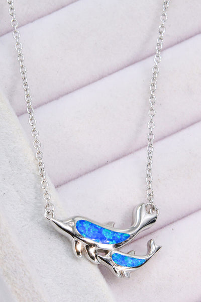 Opal Dolphin Chain-Link Necklace - SHE BADDY© ONLINE WOMEN FASHION & CLOTHING STORE