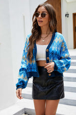 Argyle Button-Up Drop Shoulder Cardigan - SHE BADDY© ONLINE WOMEN FASHION & CLOTHING STORE