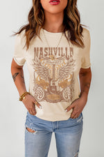 Western Graphic Round Neck T-Shirt - SHE BADDY© ONLINE WOMEN FASHION & CLOTHING STORE