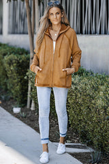 Exposed Seam Drawstring Hooded Jacket with Pockets - SHE BADDY© ONLINE WOMEN FASHION & CLOTHING STORE