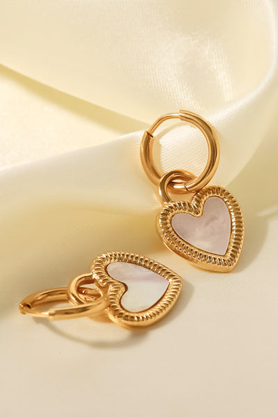 Inlaid Shell Heart Drop Earrings - SHE BADDY© ONLINE WOMEN FASHION & CLOTHING STORE