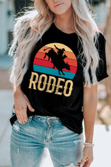 RODEO Graphic Round Neck Short Sleeve Tee - SHE BADDY© ONLINE WOMEN FASHION & CLOTHING STORE