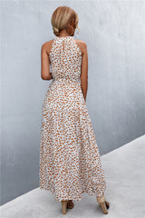 Printed Sleeveless Tie Waist Maxi Dress - SHE BADDY© ONLINE WOMEN FASHION & CLOTHING STORE