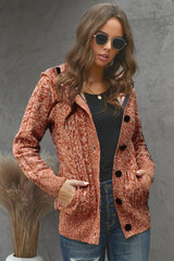 Cable-Knit Fleece Lining Button-Up Hooded Cardigan - SHE BADDY© ONLINE WOMEN FASHION & CLOTHING STORE
